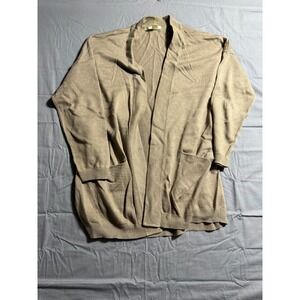 H&M Cardigan Sweater Womens XL Brown Good Open Front Pocket Knit Layering
